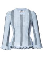 Derek Lam 10 Crosby Cut-out Ruffle Hem Top, Women's, Size: Xs, Blue, Polyester/viscose