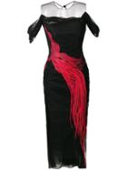 Alexander Mcqueen Feather-embroidered Tulle Gown - Black