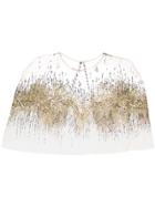 Oscar De La Renta Sequin Embellished Sheer Capelet - Gold