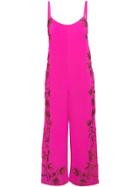 A Peace Treaty Silk V Neck Jumpsuit - Pink & Purple