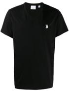Burberry Tb Embroidered Logo V-neck T-shirt - Black