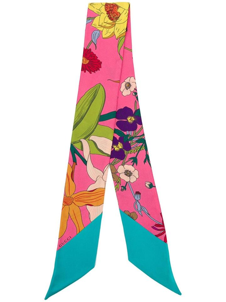 Gucci Floral Print Neck Bow - Pink