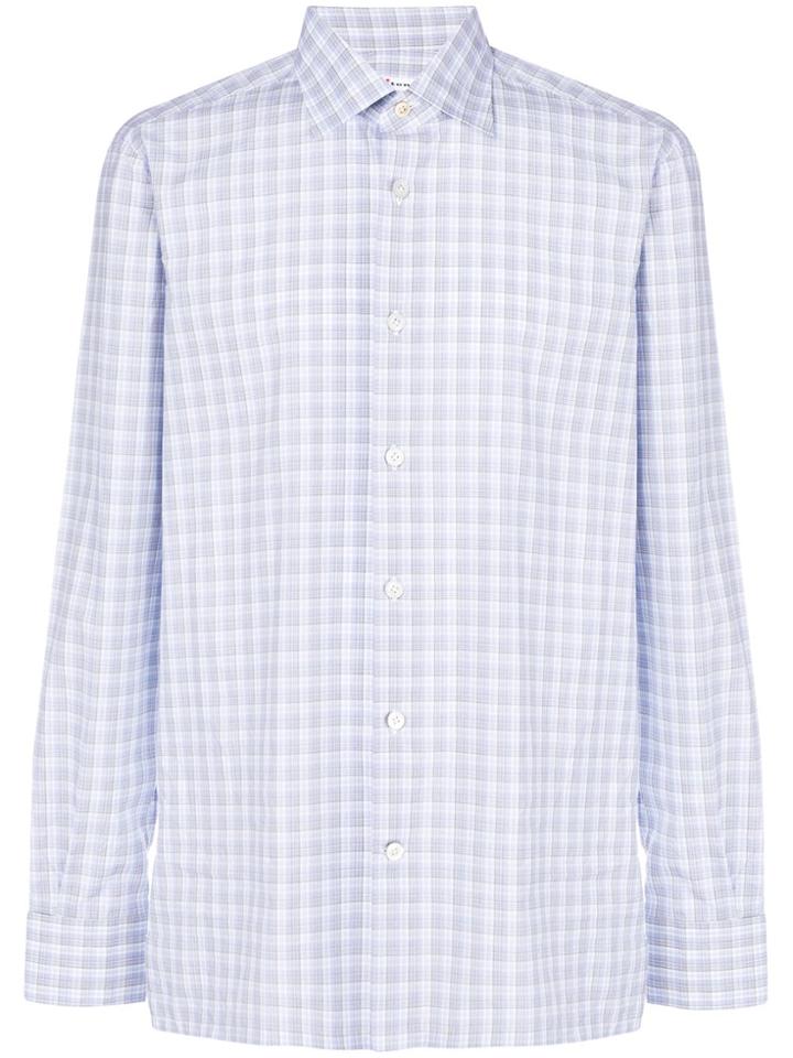 Kiton Checked Button Shirt - Blue