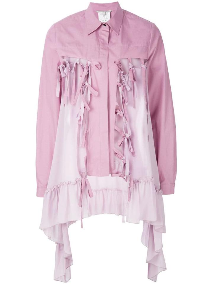 Marco De Vincenzo Buttoned Ruffle Embellished Jacket - Pink