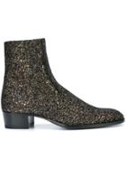 Saint Laurent Wyatt 40 Glitter Boots - Black