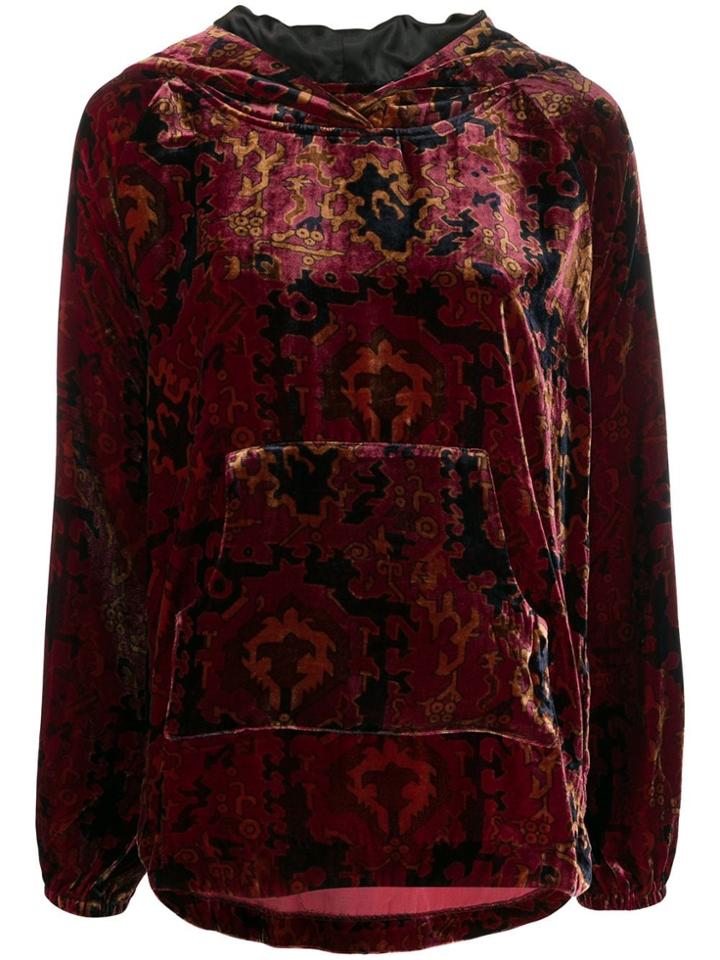 Mes Demoiselles Aubusson Velvet Hoodie - Red