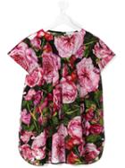 Dolce & Gabbana Kids Rose Print Dress, Girl's, Size: 8 Yrs, Pink/purple