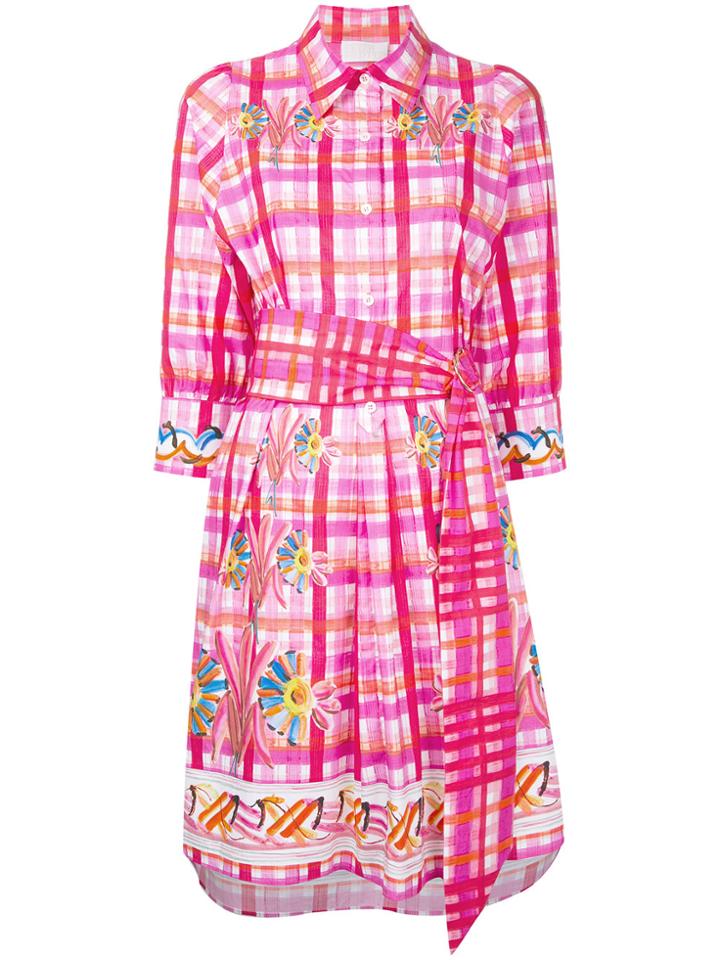Peter Pilotto Painted Check Shirt Dress - Pink & Purple