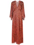 Michelle Mason Leopard Print Plunge Gown - Red