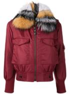 Yves Salomon Army Fur Trimmed Bomber Jacket - Red