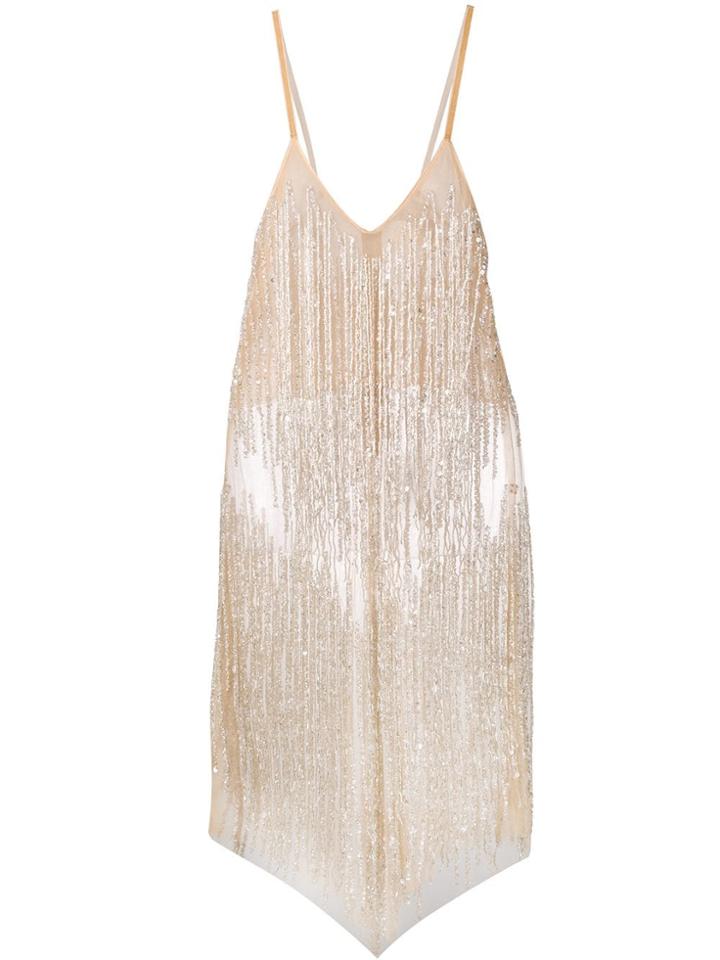 Loulou Sequinned Cocktail Mini Dress - Neutrals
