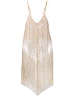Loulou Sequinned Cocktail Mini Dress - Neutrals