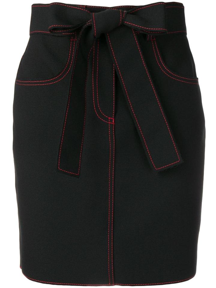 Msgm Contrast Stitch Mini Skirt - Black