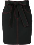 Msgm Contrast Stitch Mini Skirt - Black