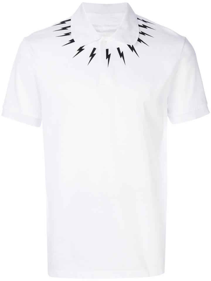 Neil Barrett Lightning Bolt Polo Shirt - White
