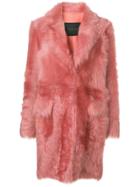 Blancha Buttoned Fur Coat - Pink