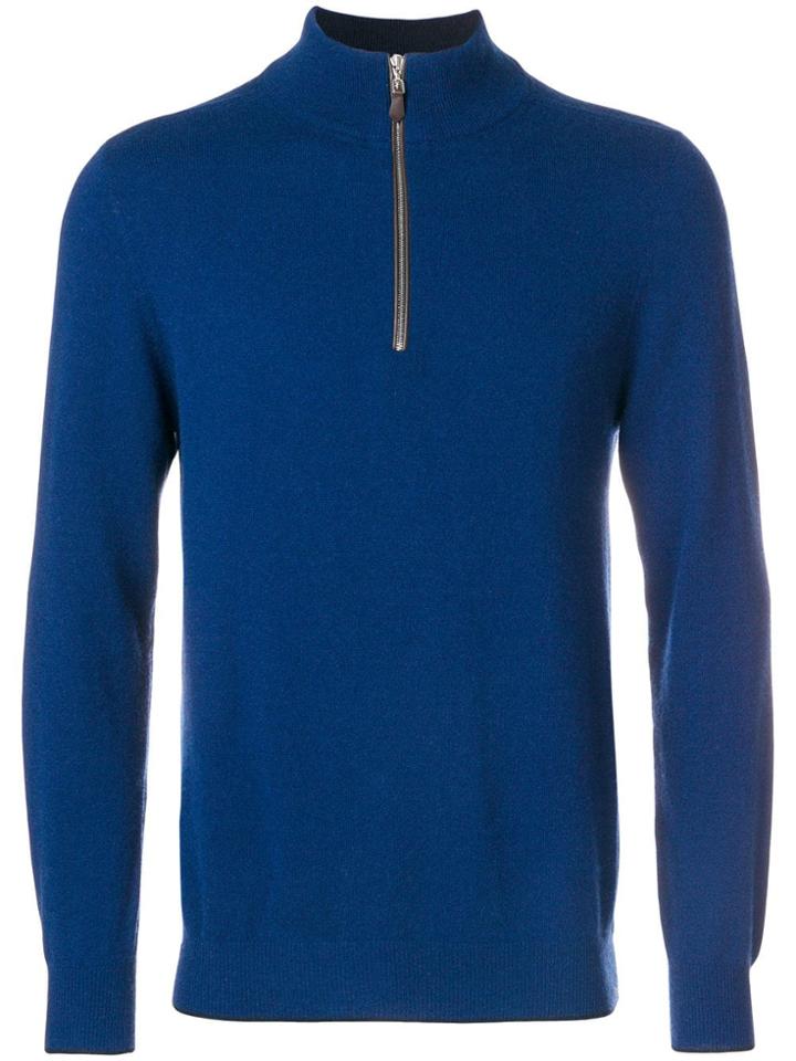 N.peal The Carnaby Half Zip Jumper - Blue