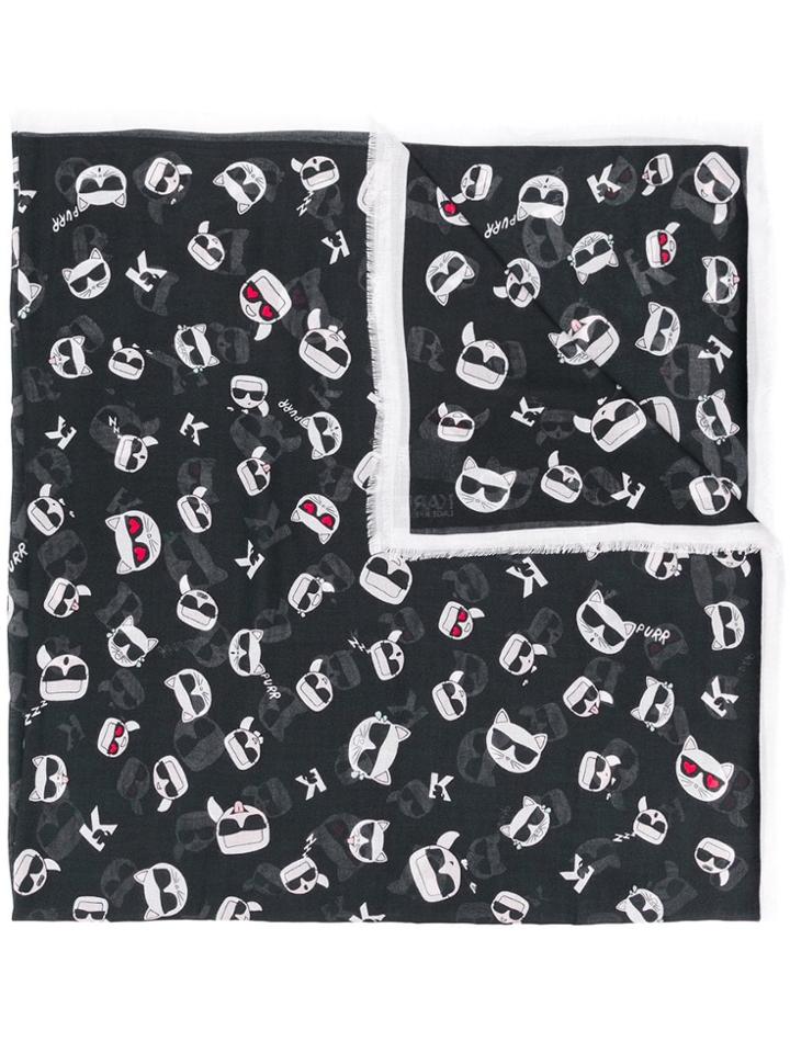 Karl Lagerfeld Logo Printed Scarf - Black