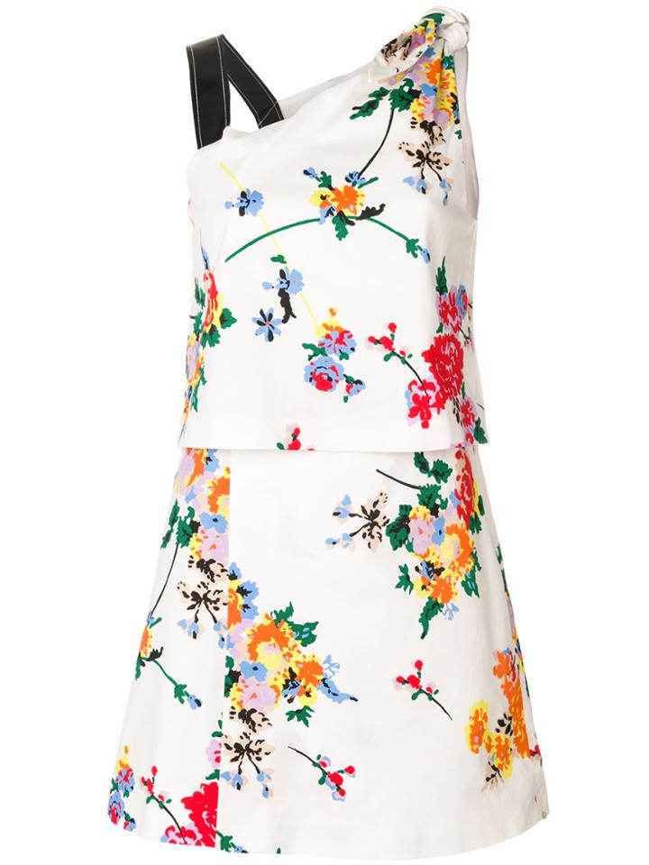 Sport Max Code Asymmetric Neck Floral Dress - White