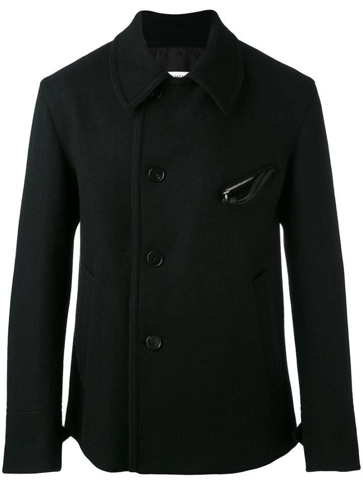 Maison Margiela - Buttoned Jacket - Men - Cotton/leather/viscose/wool - 50, Black, Cotton/leather/viscose/wool