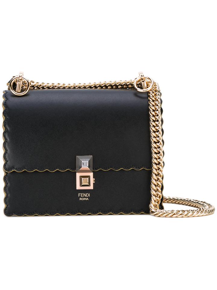 Fendi - Kan I Scalloped Shoulder Bag - Women - Calf Leather - One Size, Black, Calf Leather