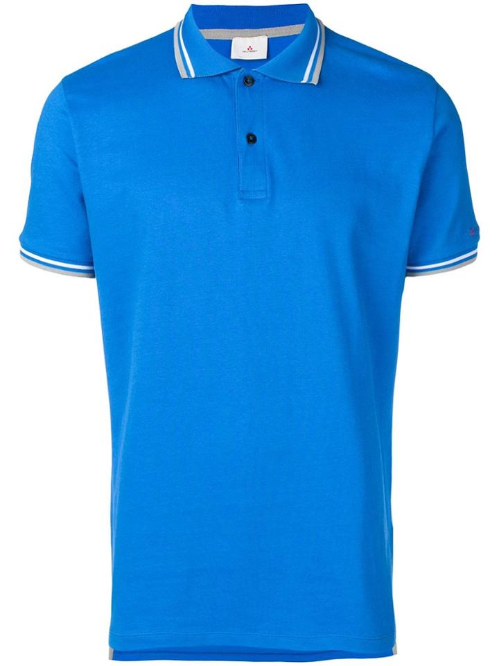 Peuterey Contrast Striped Trim Polo Shirt - Blue