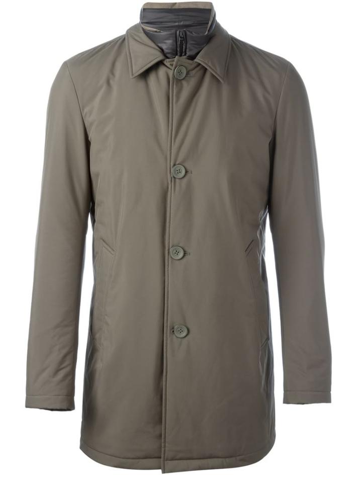 Herno Classic Rainproof Coat, Men's, Size: 50, Grey, Polyester/acrylic/cotton
