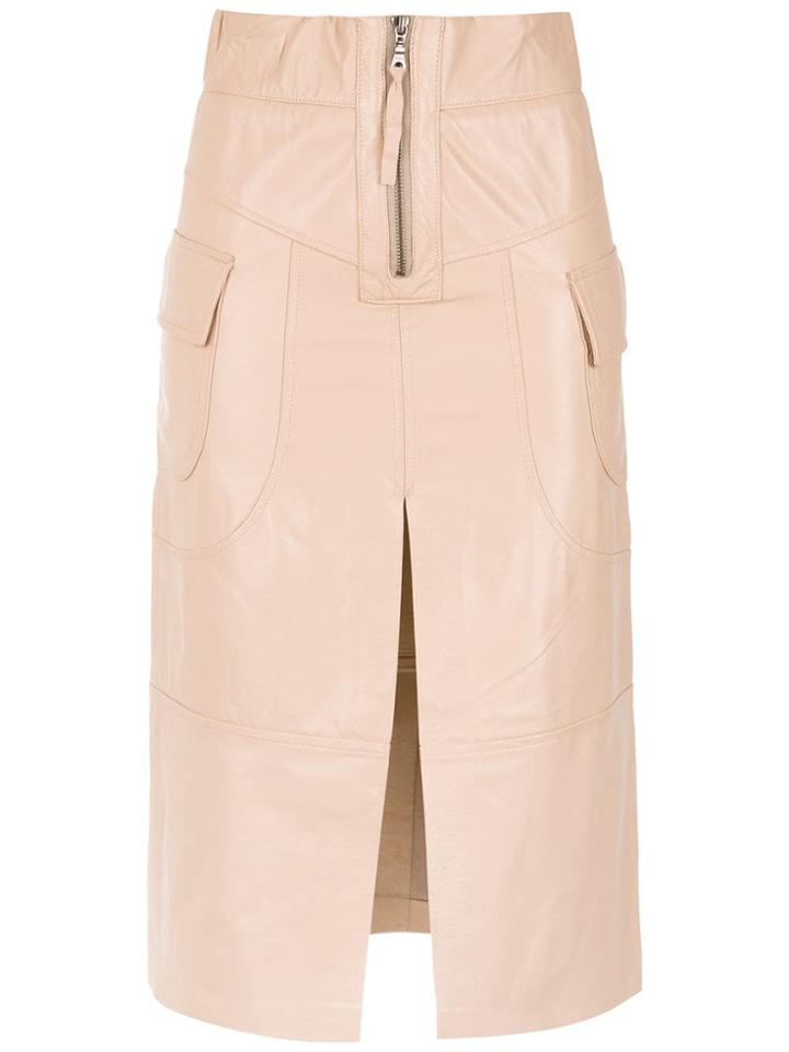 Andrea Bogosian Leather Midi Skirt - Neutrals