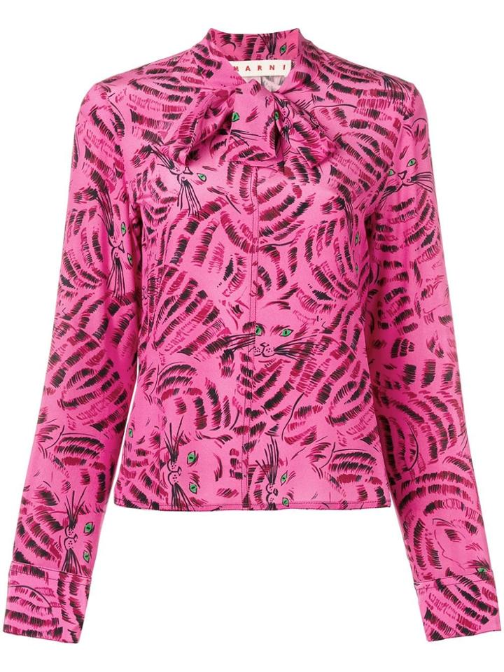 Marni Cat Print Blouse - Pink