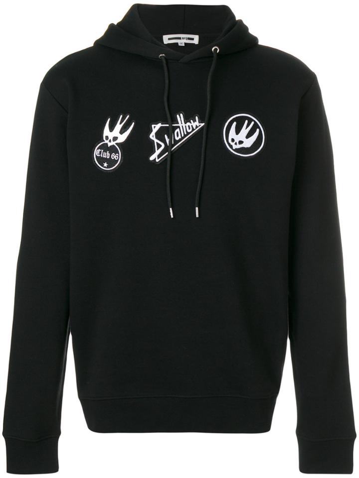 Mcq Alexander Mcqueen Skater Swallow Badge Hoodie - Black