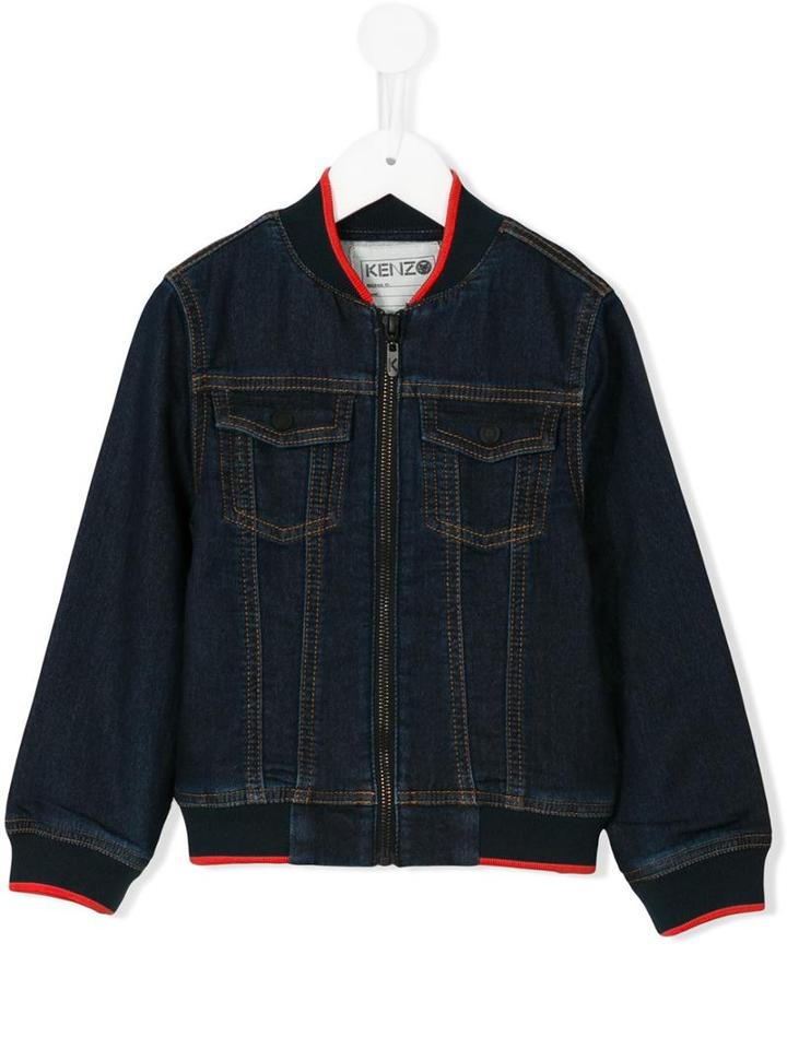 Kenzo Kids Multi-patch Denim Bomber Jacket, Boy's, Size: 8 Yrs, Blue