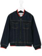 Kenzo Kids Multi-patch Denim Bomber Jacket, Boy's, Size: 8 Yrs, Blue