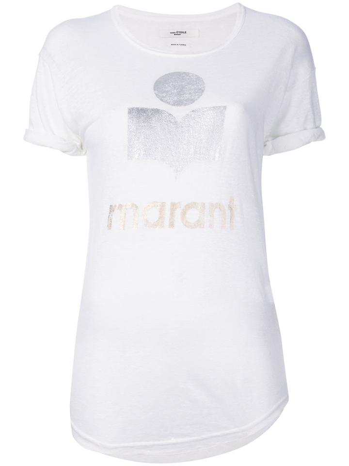 Isabel Marant Étoile - Metallic Logo T-shirt - Women - Linen/flax - Xs, White, Linen/flax