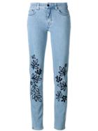 Victoria Victoria Beckham Leaves Embroidery Skinny Jeans - Blue