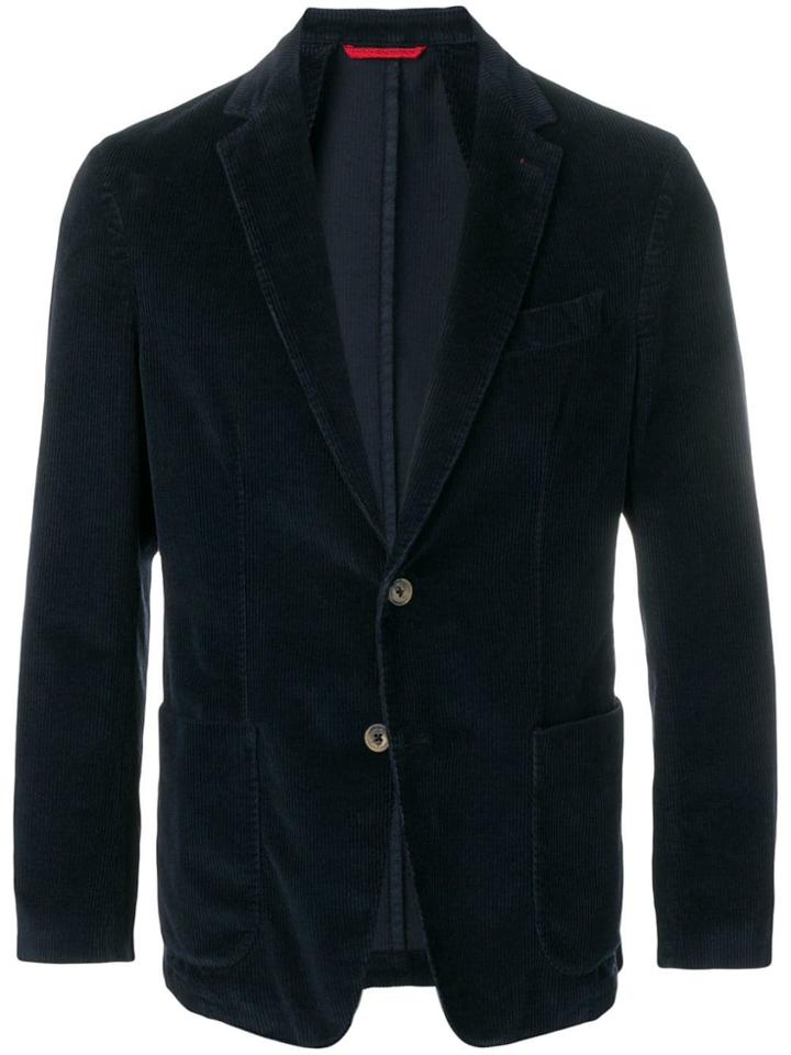 Fay Corduroy Single-breasted Blazer - Blue