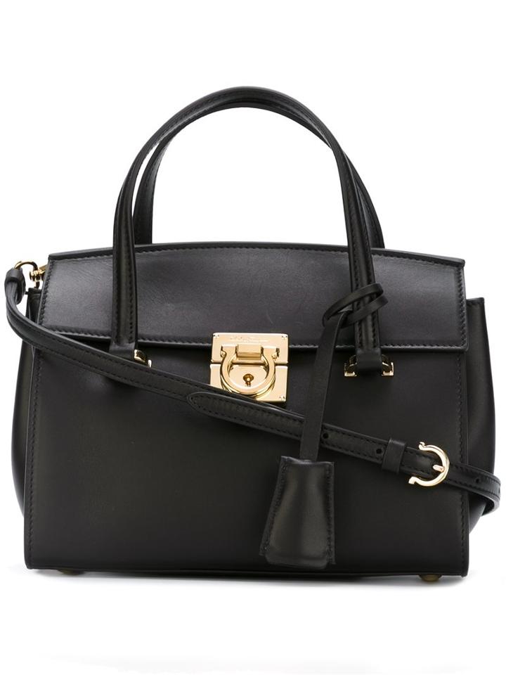 Salvatore Ferragamo Small Gancio Lock Tote, Women's, Black