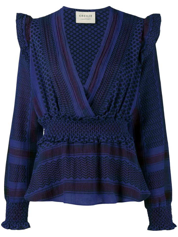 Cecilie Copenhagen Keffiyeh Crossover Blouse - Blue