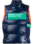 Benetton Feather Down Logo Gilet - Blue