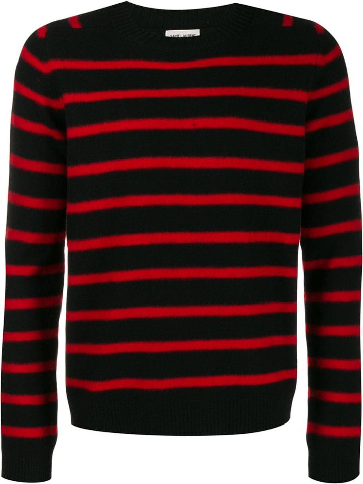 Saint Laurent Striped Crewneck Jumper - Black
