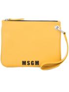 Msgm Logo Clutch Bag - Yellow