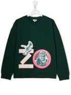 Kenzo Kids Teen Graphic Logo Print Sweatshirt - Green