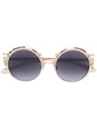 Dolce & Gabbana Eyewear Baroque Round Frame Sunglasses - Metallic