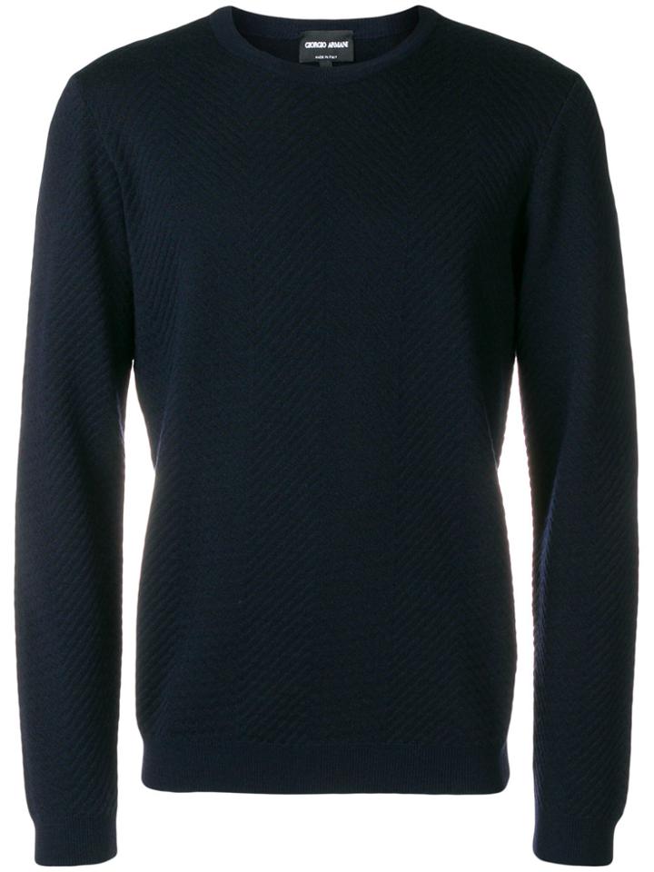 Giorgio Armani Chevron Knit Sweater - Blue