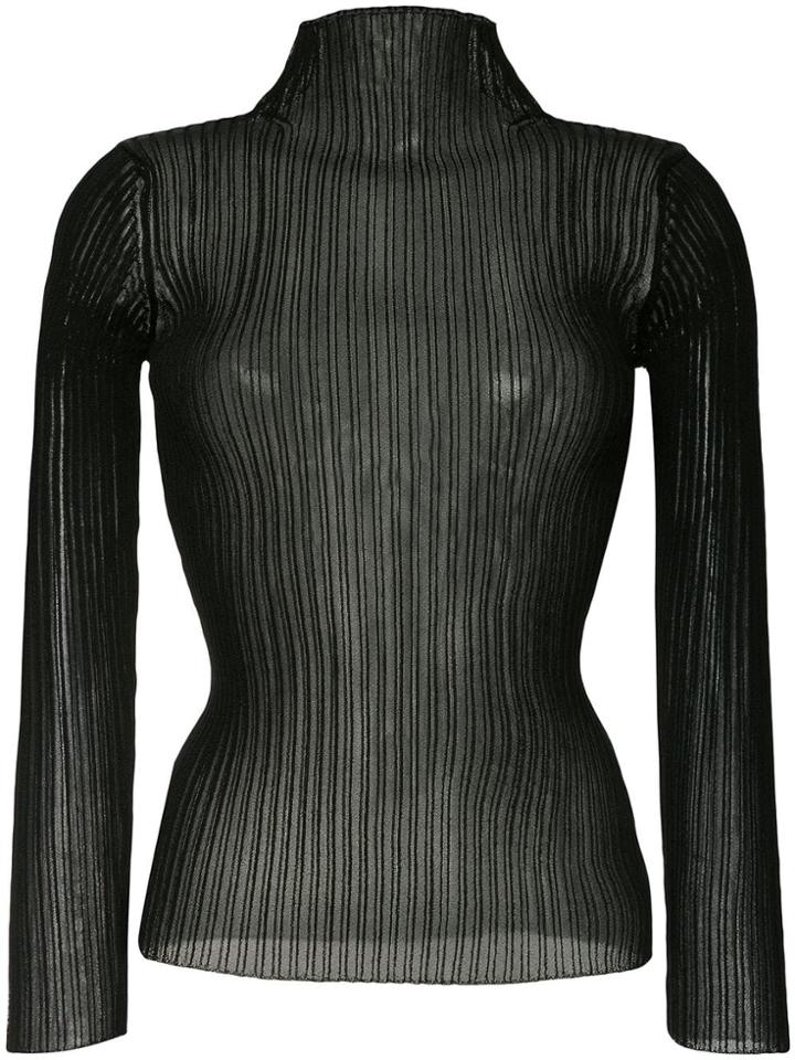 Le Ciel Bleu See-through Ribbed Sweater - Black