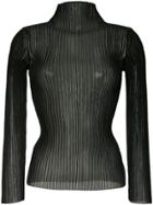 Le Ciel Bleu See-through Ribbed Sweater - Black