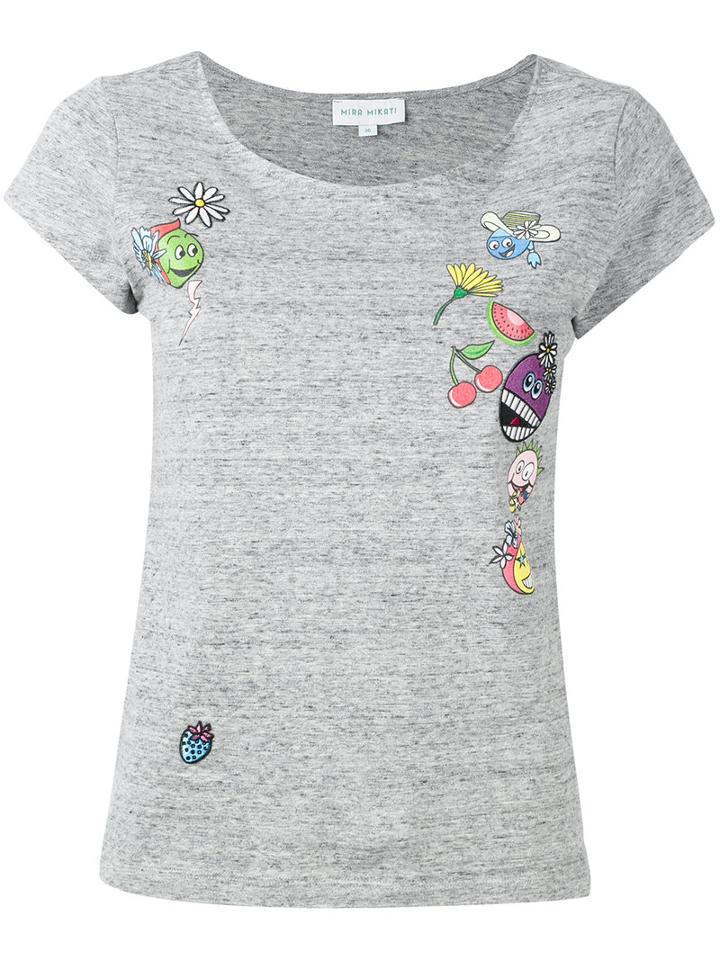 Mira Mikati Printed Patch T-shirt, Women's, Size: 42, Grey, Cotton