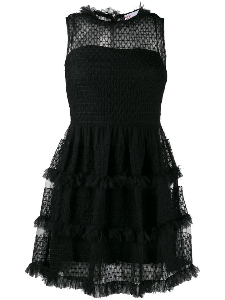 Red Valentino Short Frilled Dress - Black