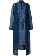 Toga Pulla Checked Double Breasted Coat - Blue