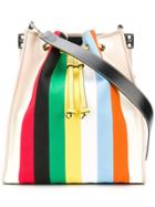 Jw Anderson Striped Drawstring Bucket Bag - Neutrals