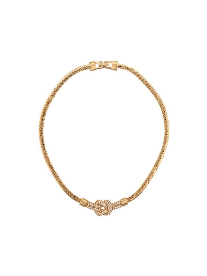 Susan Caplan Vintage 1980's Swarovski Knotted Necklace - Gold